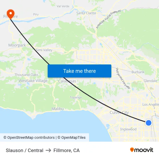 Slauson / Central to Fillmore, CA map