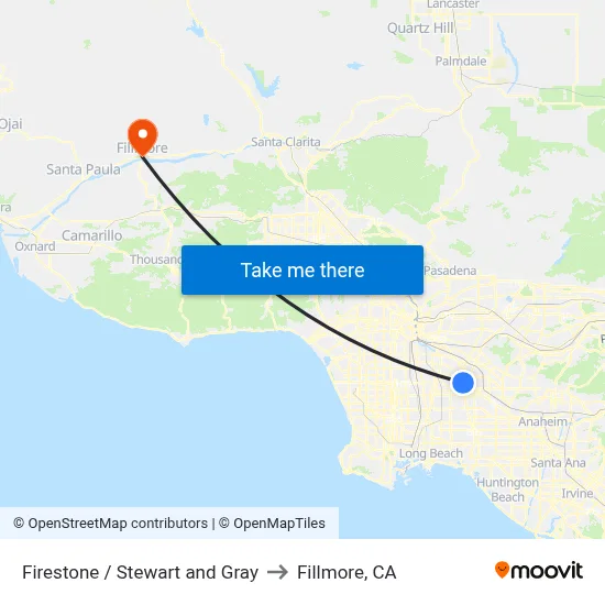 Firestone / Stewart and Gray to Fillmore, CA map