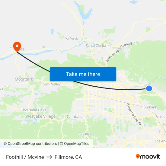 Foothill / Mcvine to Fillmore, CA map