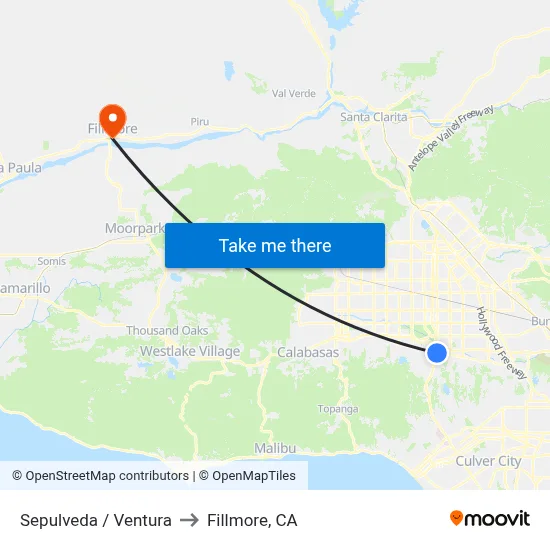 Sepulveda / Ventura to Fillmore, CA map
