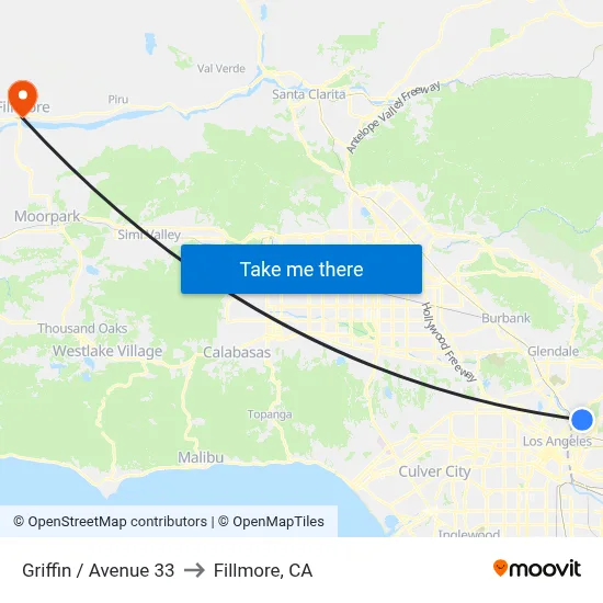 Griffin / Avenue 33 to Fillmore, CA map