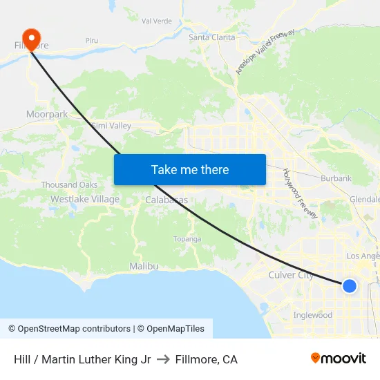 Hill / Martin Luther King Jr to Fillmore, CA map