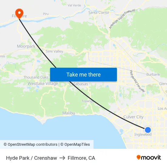 Hyde Park / Crenshaw to Fillmore, CA map