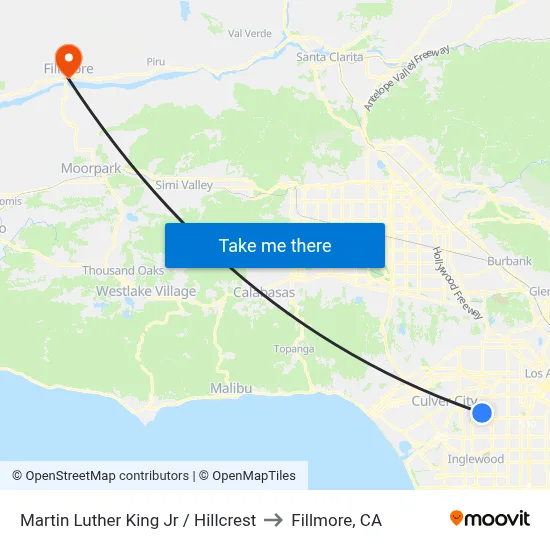 Martin Luther King Jr / Hillcrest to Fillmore, CA map