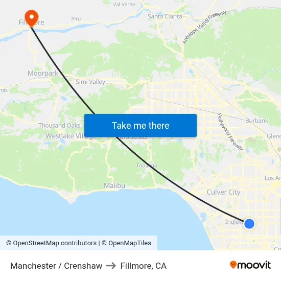 Manchester / Crenshaw to Fillmore, CA map