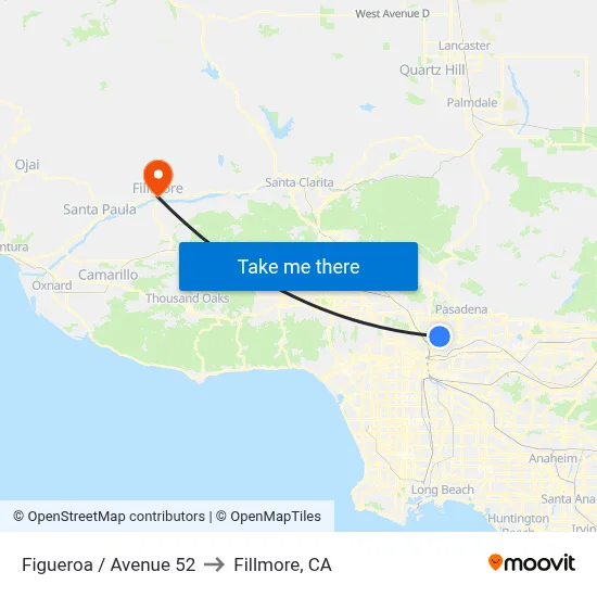 Figueroa / Avenue 52 to Fillmore, CA map