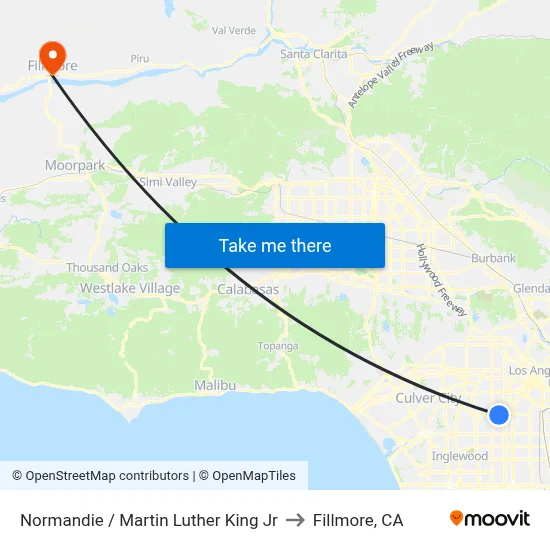Normandie / Martin Luther King Jr to Fillmore, CA map