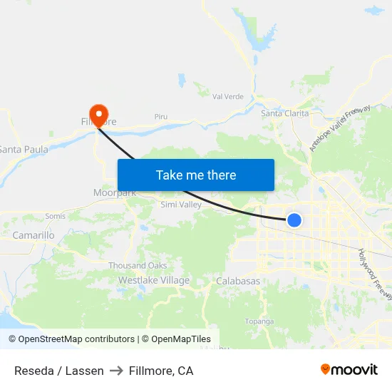 Reseda / Lassen to Fillmore, CA map