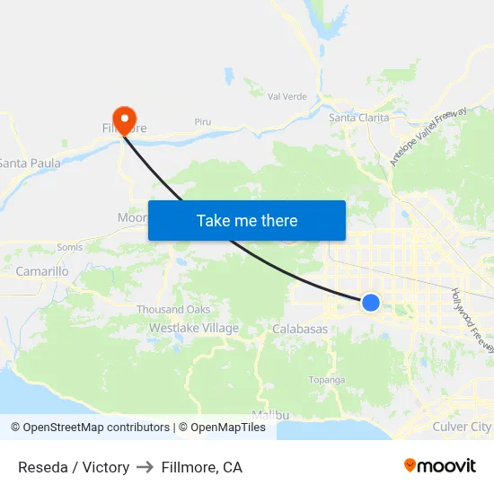 Reseda / Victory to Fillmore, CA map