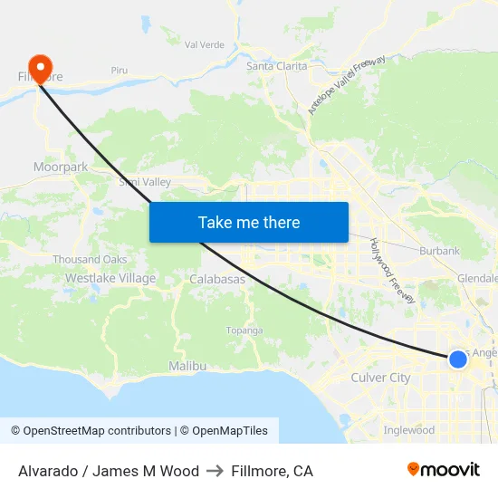 Alvarado / James M Wood to Fillmore, CA map