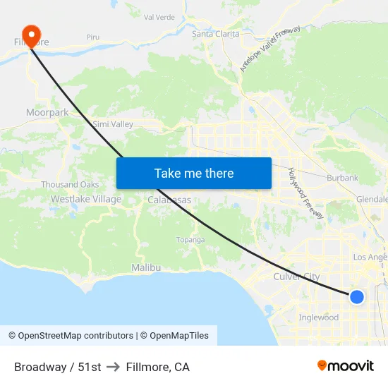 Broadway / 51st to Fillmore, CA map
