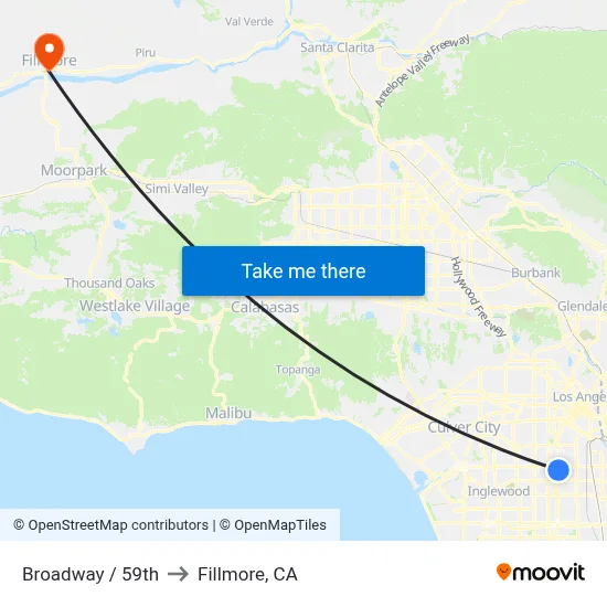 Broadway / 59th to Fillmore, CA map