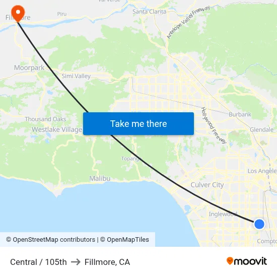 Central / 105th to Fillmore, CA map