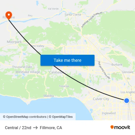 Central / 22nd to Fillmore, CA map