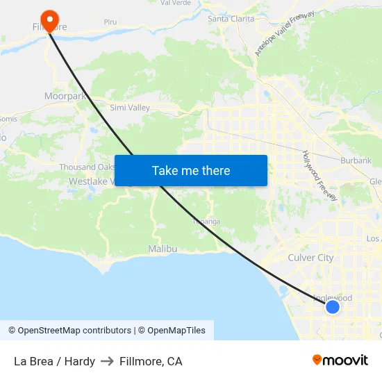 La Brea / Hardy to Fillmore, CA map