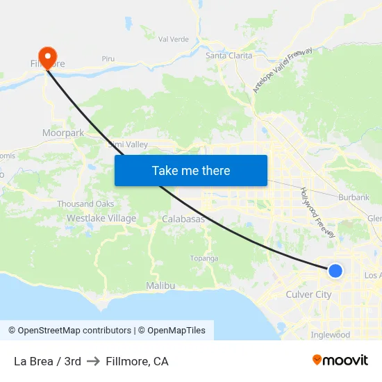 La Brea / 3rd to Fillmore, CA map