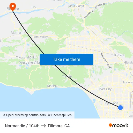 Normandie / 104th to Fillmore, CA map