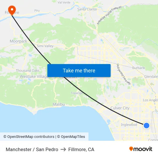 Manchester / San Pedro to Fillmore, CA map