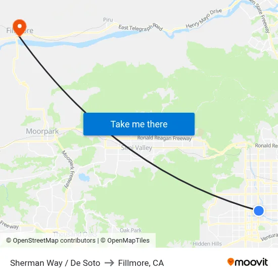 Sherman Way / De Soto to Fillmore, CA map