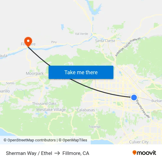 Sherman Way / Ethel to Fillmore, CA map