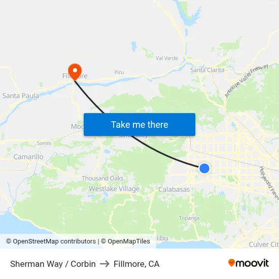 Sherman Way / Corbin to Fillmore, CA map