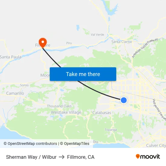 Sherman Way / Wilbur to Fillmore, CA map