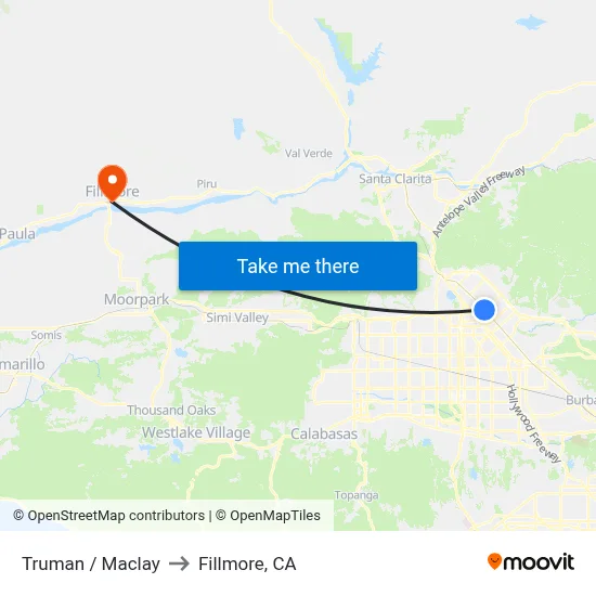 Truman / Maclay to Fillmore, CA map