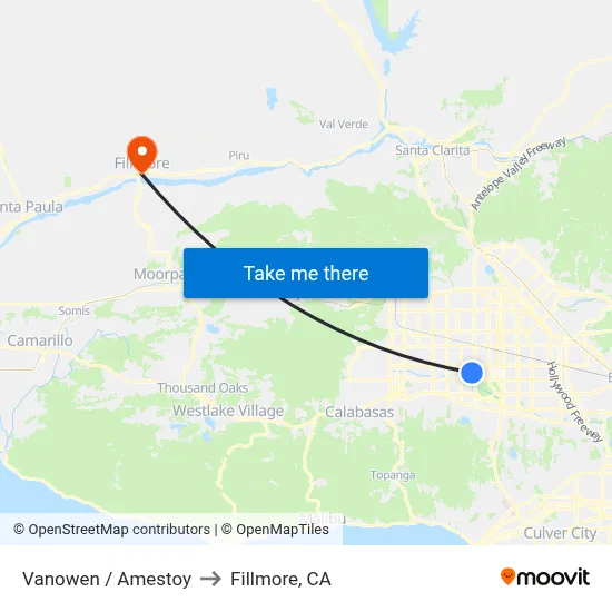 Vanowen / Amestoy to Fillmore, CA map