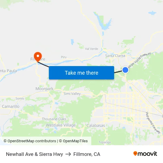 Newhall Ave & Sierra Hwy to Fillmore, CA map