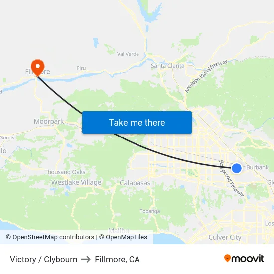 Victory / Clybourn to Fillmore, CA map