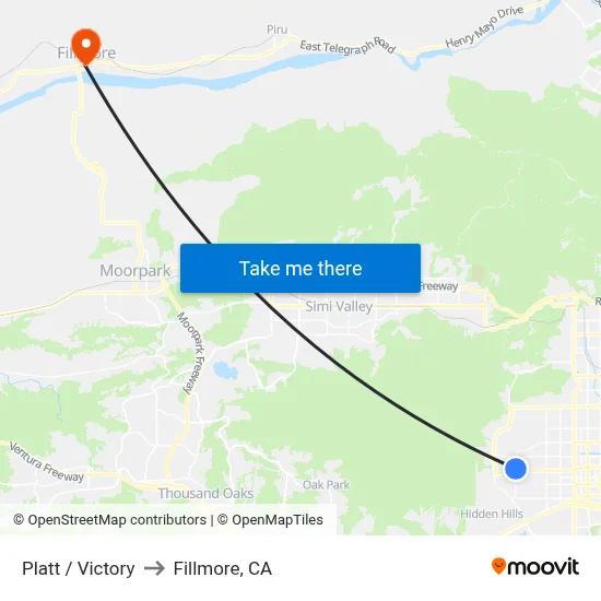 Platt / Victory to Fillmore, CA map