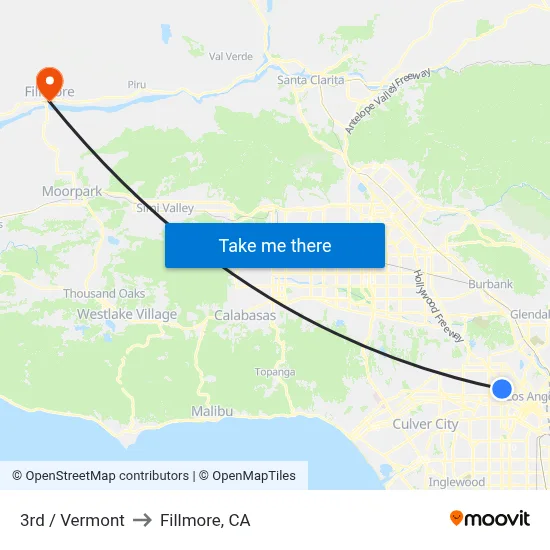 3rd / Vermont to Fillmore, CA map