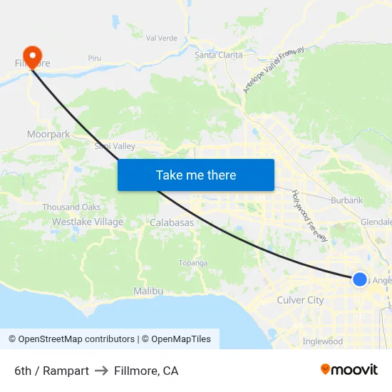 6th / Rampart to Fillmore, CA map