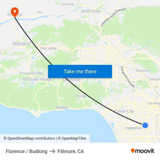 Florence / Budlong to Fillmore, CA map
