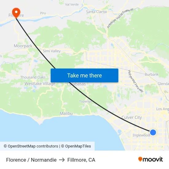 Florence / Normandie to Fillmore, CA map