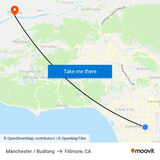 Manchester / Budlong to Fillmore, CA map