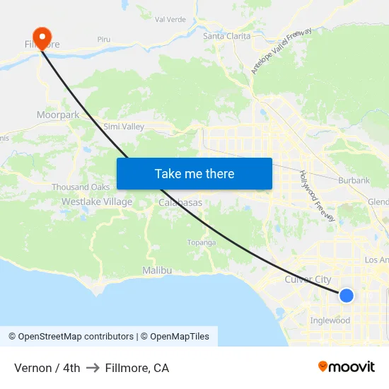 Vernon / 4th to Fillmore, CA map