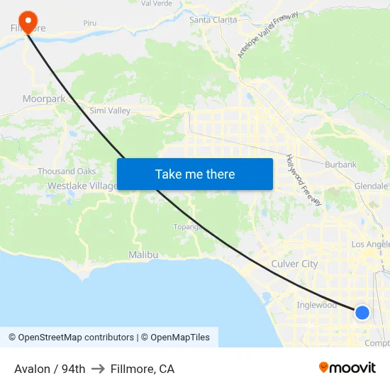 Avalon / 94th to Fillmore, CA map
