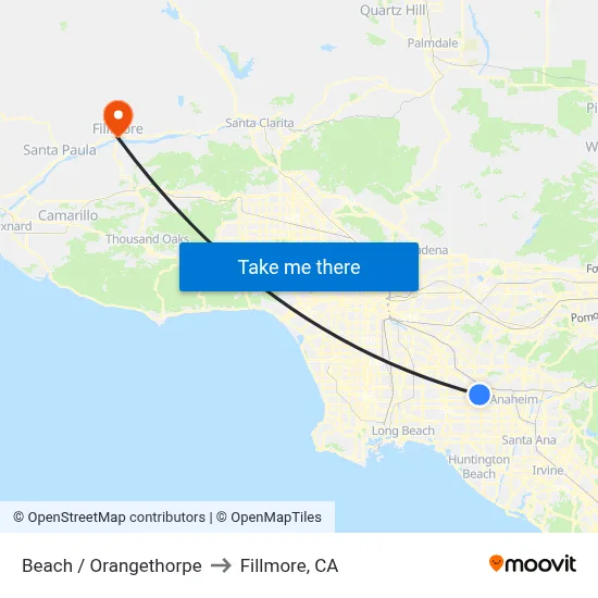 Beach / Orangethorpe to Fillmore, CA map