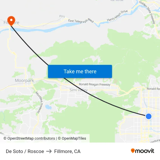 De Soto / Roscoe to Fillmore, CA map