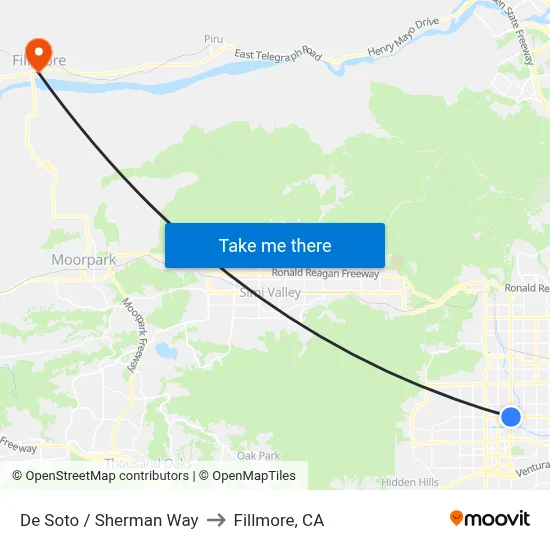De Soto / Sherman Way to Fillmore, CA map