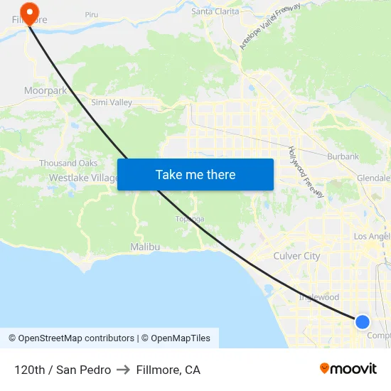 120th / San Pedro to Fillmore, CA map