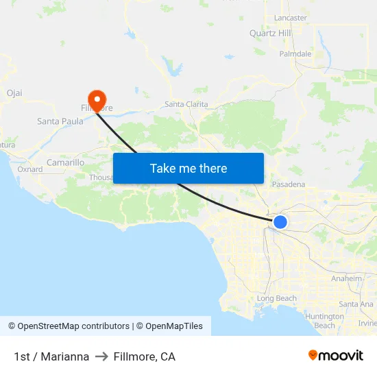 1st / Marianna to Fillmore, CA map