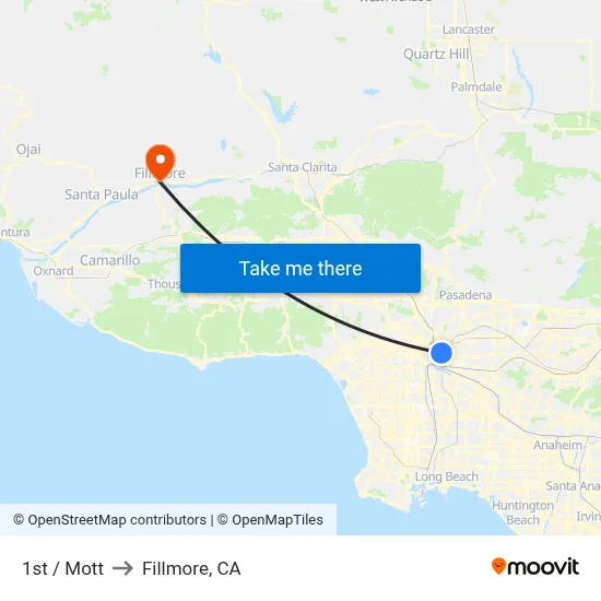 1st / Mott to Fillmore, CA map