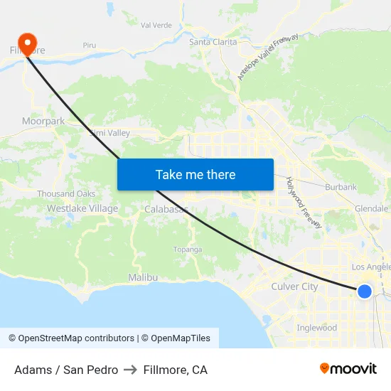 Adams / San Pedro to Fillmore, CA map