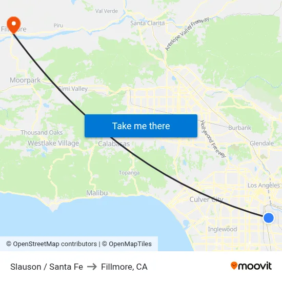 Slauson / Santa Fe to Fillmore, CA map