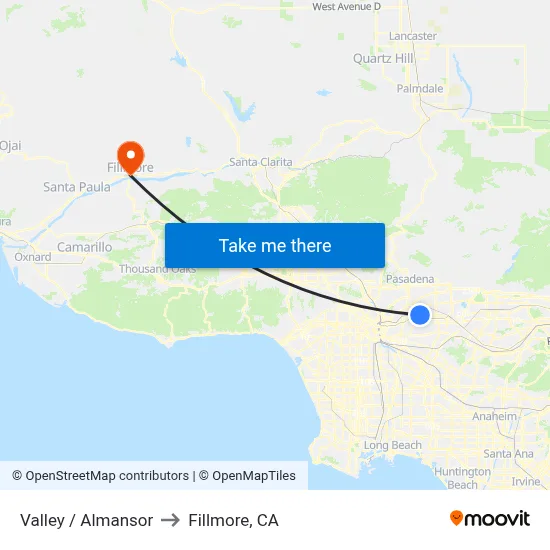 Valley / Almansor to Fillmore, CA map