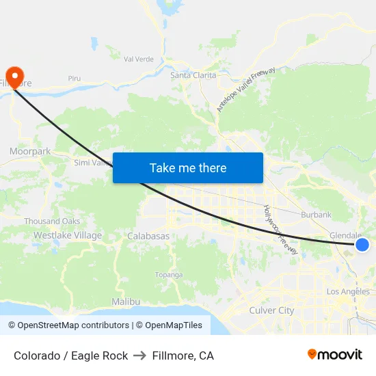 Colorado / Eagle Rock to Fillmore, CA map