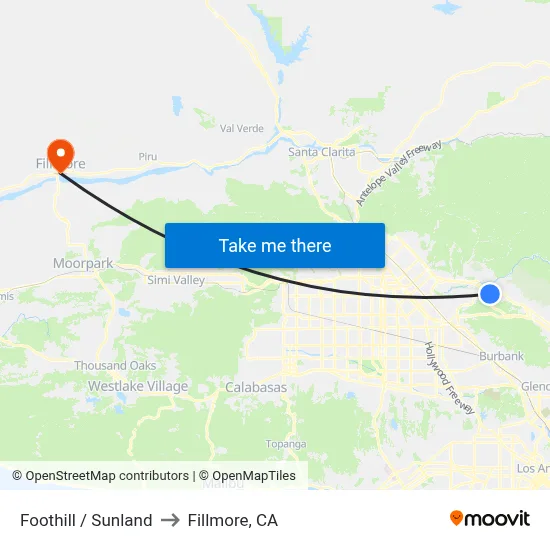 Foothill / Sunland to Fillmore, CA map