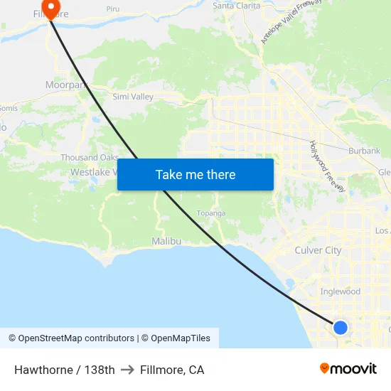 Hawthorne / 138th to Fillmore, CA map